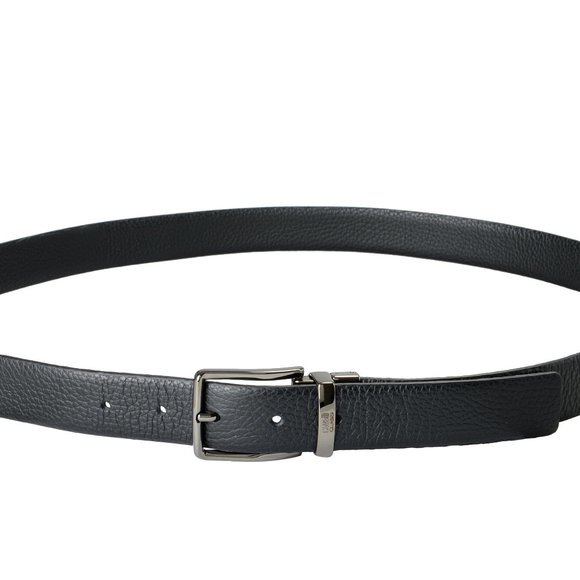 Cavalli Class Men's Black 100% Pebbled Leather Buckle Decorated Belt - Picture 2 of 5